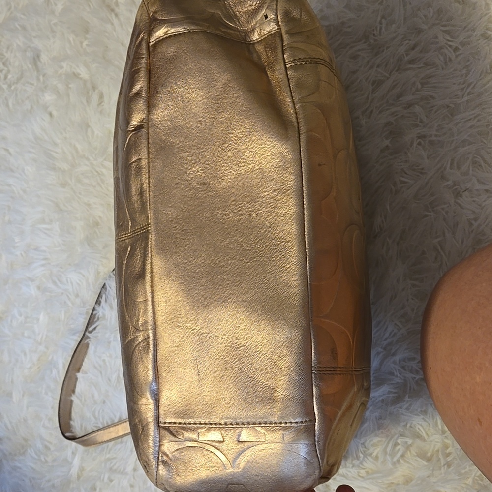 Coach Gold Metallic EmbossedTote East West - Picture 5 of 12